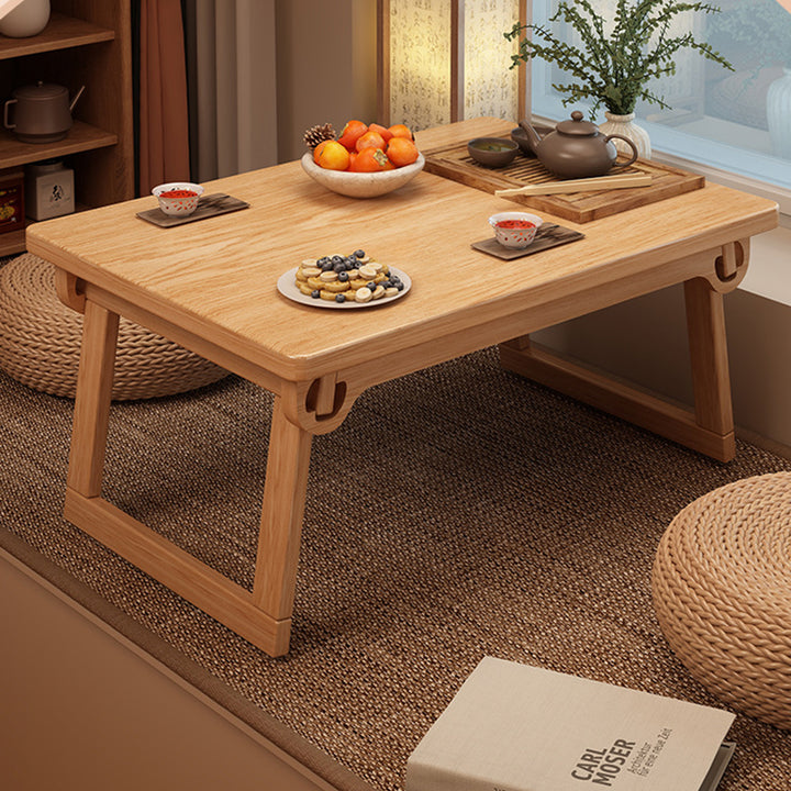 Traditioneller japanischer Kiefernholz-Kautschukholz faltbarer rechteckiger Couchtisch 1 Ebene für Wohnzimmer 