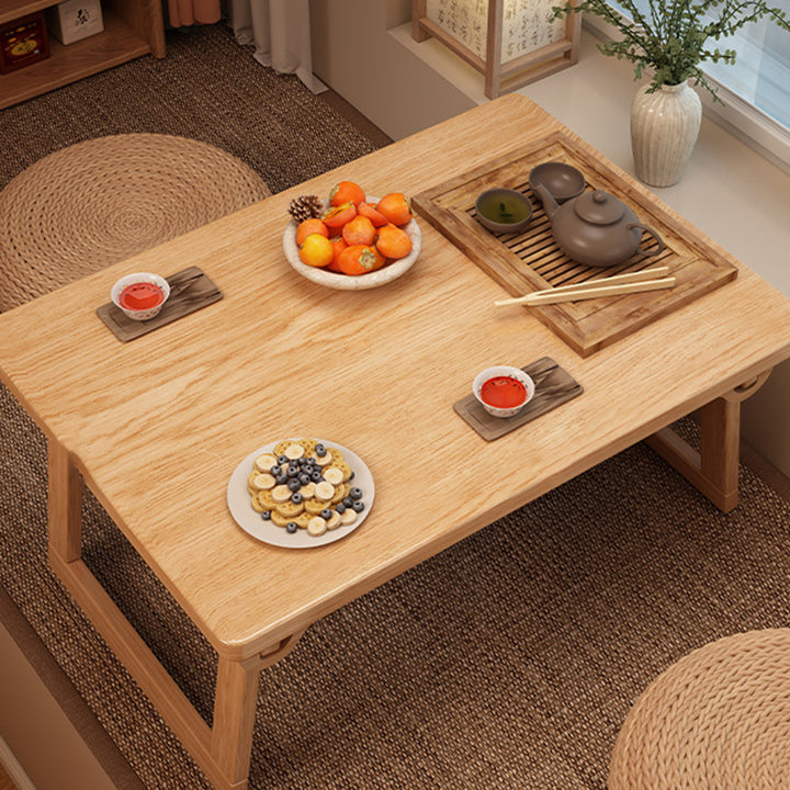 Traditioneller japanischer Kiefernholz-Kautschukholz faltbarer rechteckiger Couchtisch 1 Ebene für Wohnzimmer 