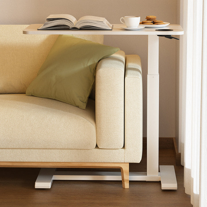 Modern Minimalist Engineered Wood Carbon Steel I-Shaped Rectangular Side Table 1 Tier For Living Room