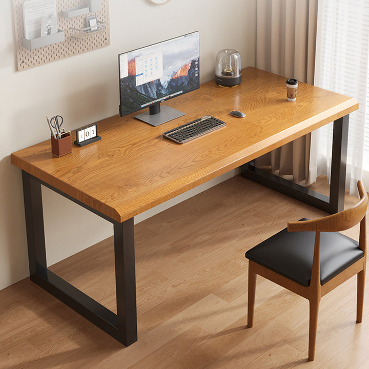 Traditional Chinese Rubberwood Iron Rectangular Office Desk 1-Tier For Home Office