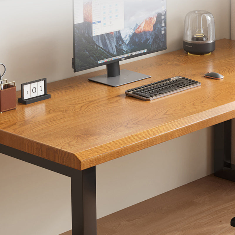 Traditional Chinese Rubberwood Iron Rectangular Office Desk 1-Tier For Home Office