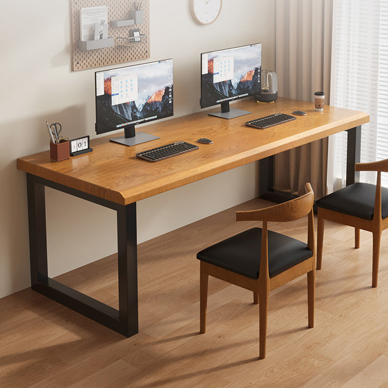 Traditional Chinese Rubberwood Iron Rectangular Office Desk 1-Tier For Home Office