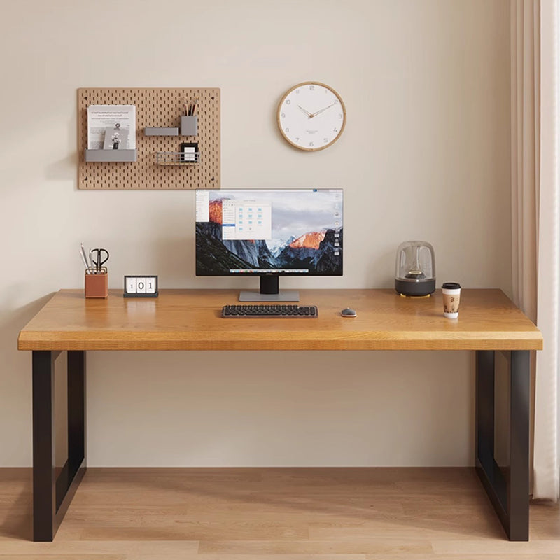 Traditional Chinese Rubberwood Iron Rectangular Office Desk 1-Tier For Home Office