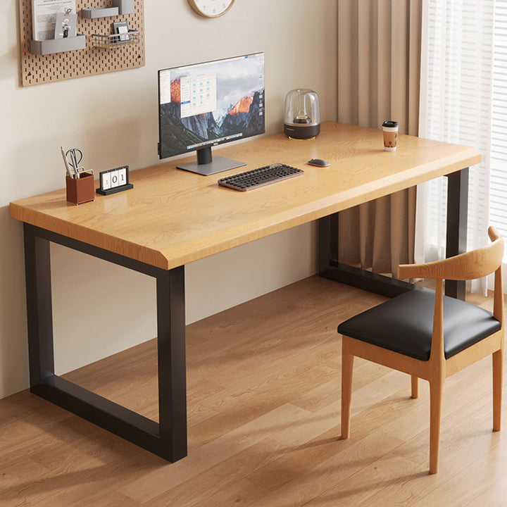 Traditional Chinese Rubberwood Iron Rectangular Office Desk 1-Tier For Home Office