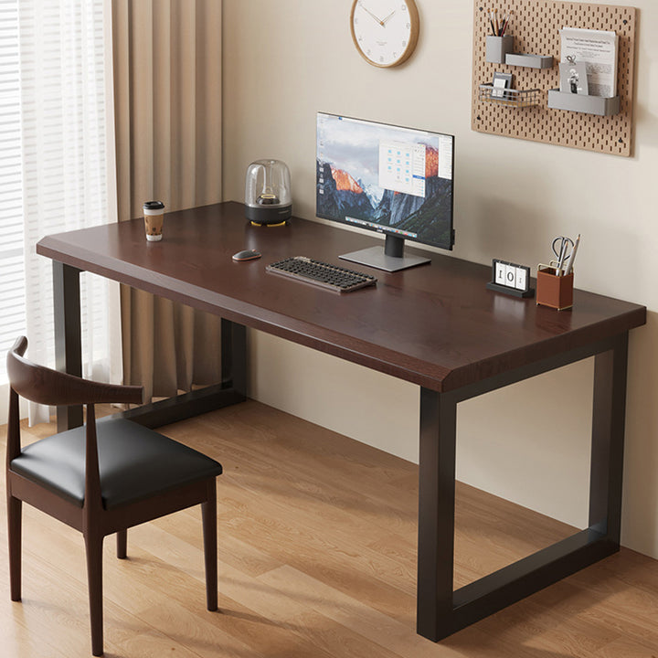 Traditional Chinese Rubberwood Iron Rectangular Office Desk 1-Tier For Home Office