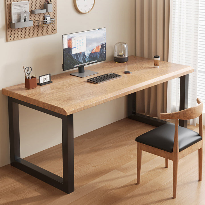 Traditional Chinese Rubberwood Iron Rectangular Office Desk 1-Tier For Home Office