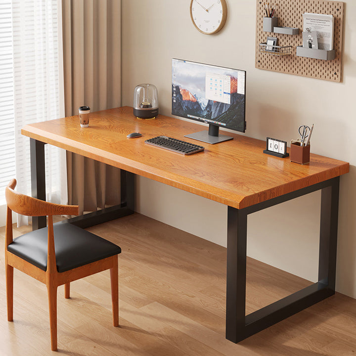 Traditional Chinese Rubberwood Iron Rectangular Office Desk 1-Tier For Home Office