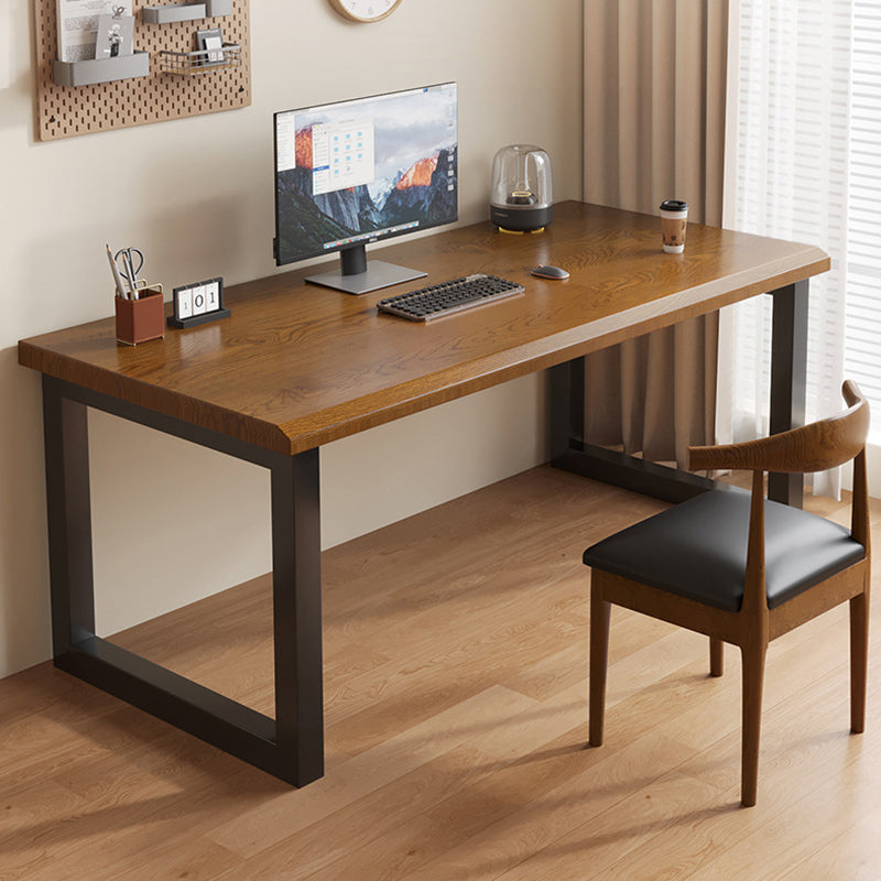 Traditional Chinese Rubberwood Iron Rectangular Office Desk 1-Tier For Home Office
