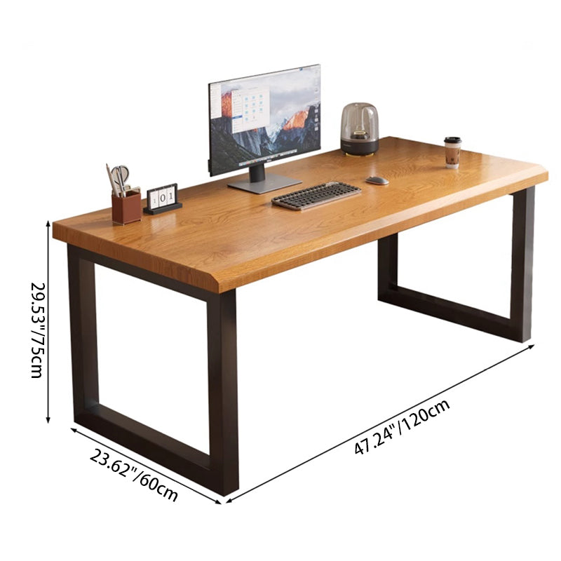 Traditional Chinese Rubberwood Iron Rectangular Office Desk 1-Tier For Home Office