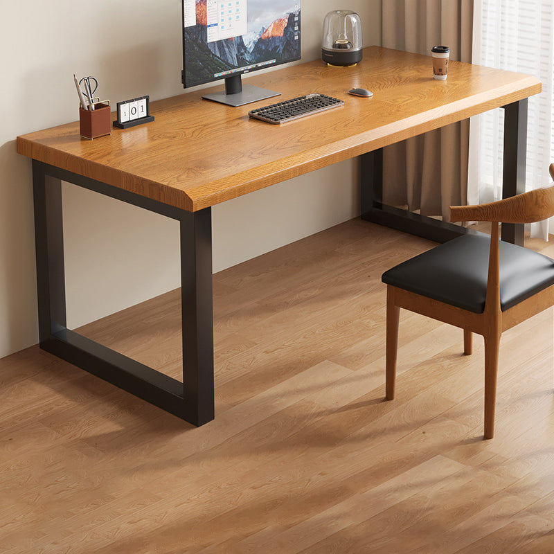 Traditional Chinese Rubberwood Iron Rectangular Office Desk 1-Tier For Home Office