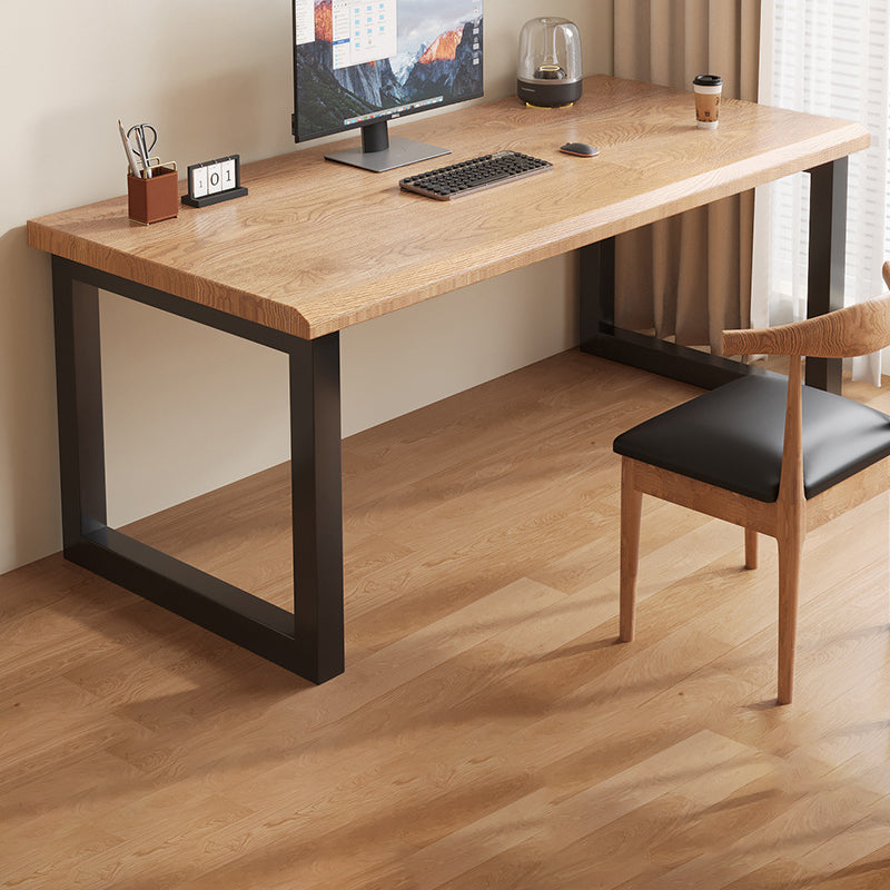 Traditional Chinese Rubberwood Iron Rectangular Office Desk 1-Tier For Home Office