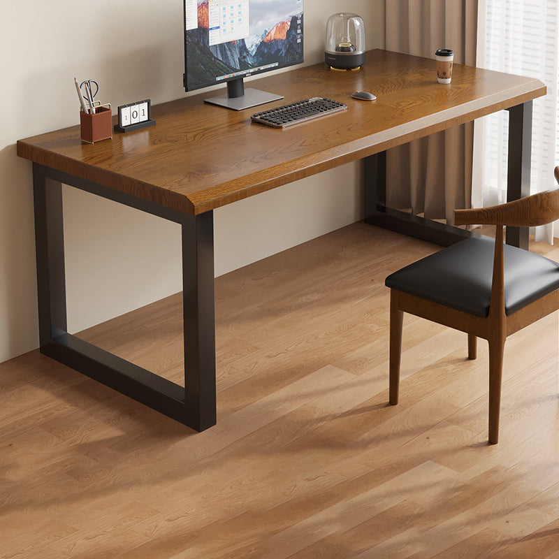 Traditional Chinese Rubberwood Iron Rectangular Office Desk 1-Tier For Home Office