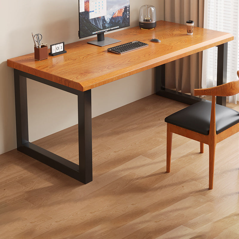Traditional Chinese Rubberwood Iron Rectangular Office Desk 1-Tier For Home Office