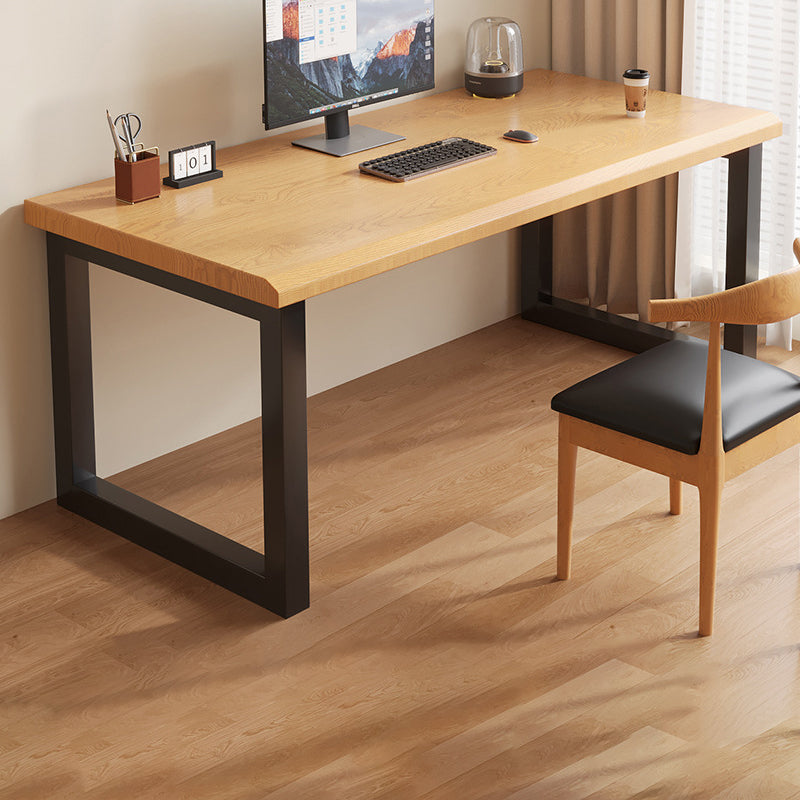 Traditional Chinese Rubberwood Iron Rectangular Office Desk 1-Tier For Home Office
