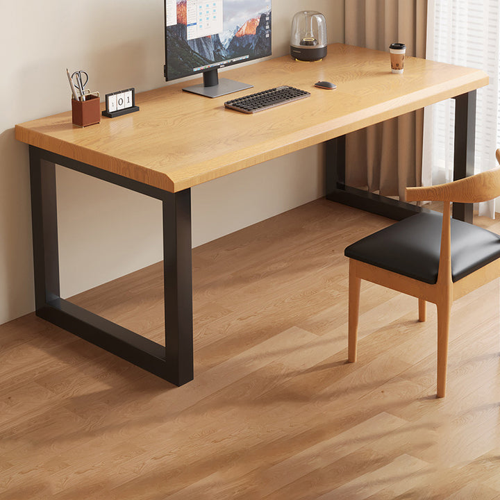 Traditional Chinese Rubberwood Iron Rectangular Office Desk 1-Tier For Home Office