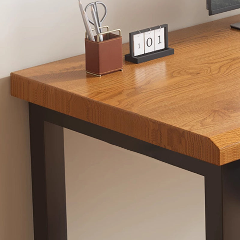 Traditional Chinese Rubberwood Iron Rectangular Office Desk 1-Tier For Home Office