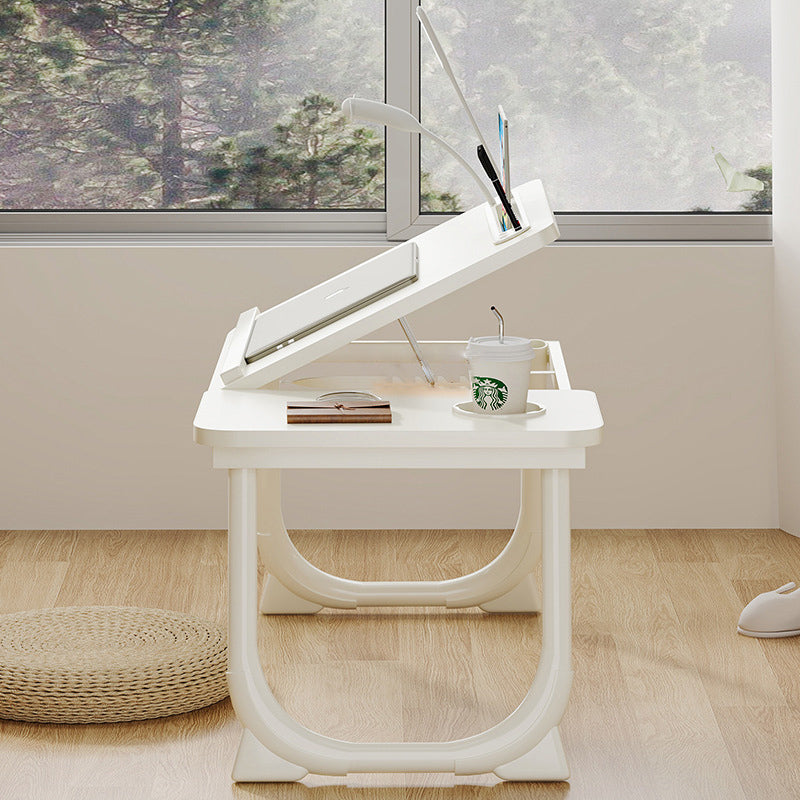 Moderner Art Deco MDF Kohlenstoffstahl Abgerundeter Rechteckiger Klappbarer Nachttisch 1-stufig für das Schlafzimmer 