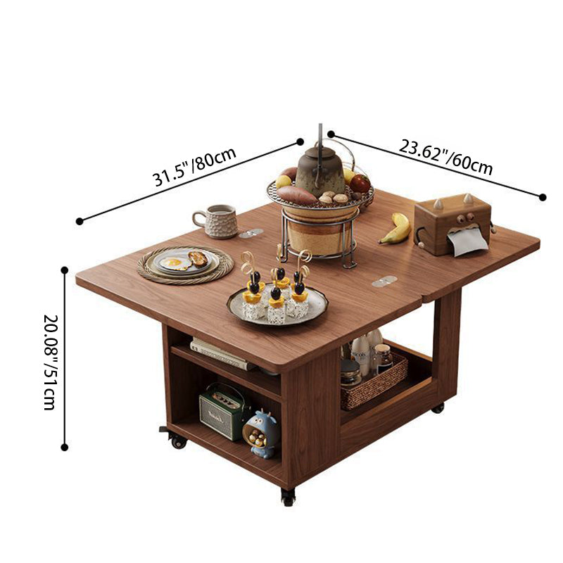 Traditional Vintage Solid Wood Multilayer Board Mobile Square Side Table 3 Tier For Living Room