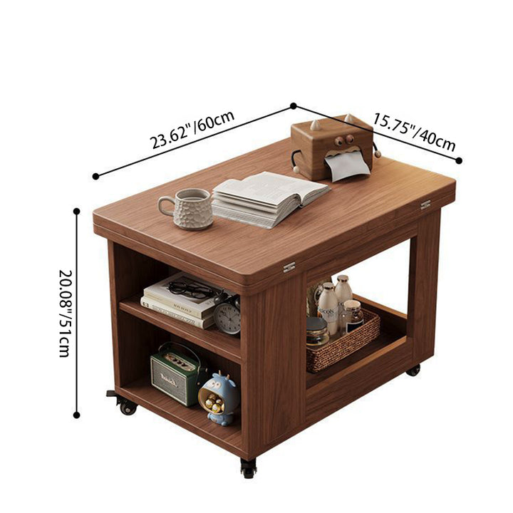 Traditional Vintage Solid Wood Multilayer Board Mobile Square Side Table 3 Tier For Living Room