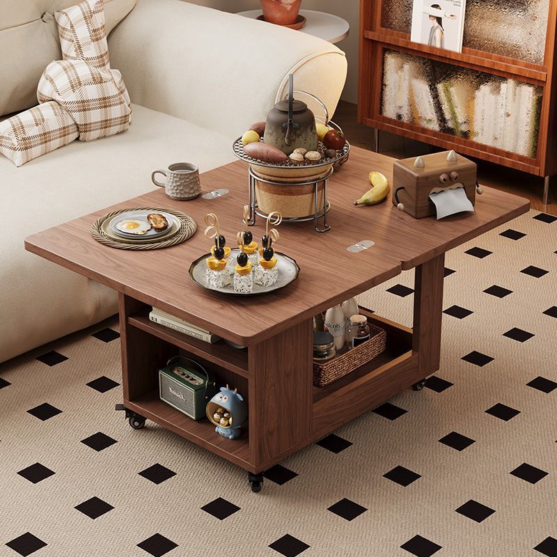 Traditional Vintage Solid Wood Multilayer Board Mobile Square Side Table 3 Tier For Living Room