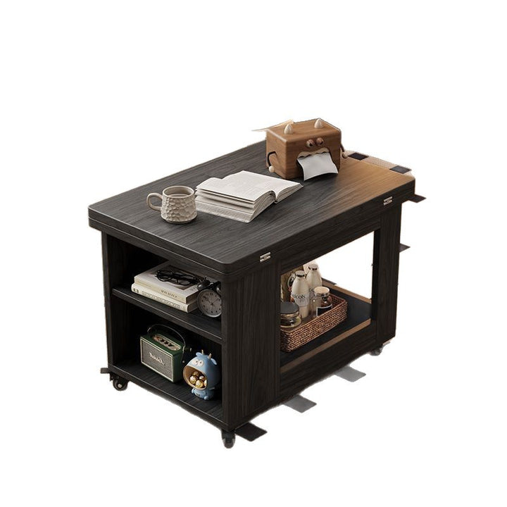 Traditional Vintage Solid Wood Multilayer Board Mobile Square Side Table 3 Tier For Living Room