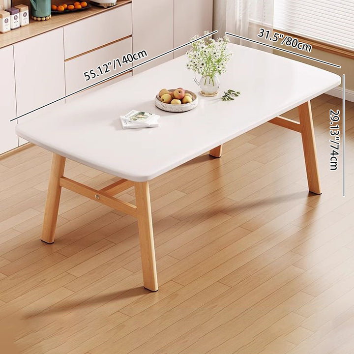 Table à manger rectangulaire arrondie en MDF et fer au style vintage traditionnel pour 4 à 6 places 