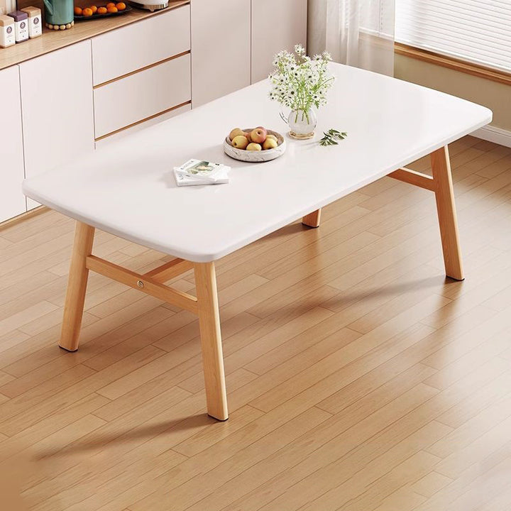Table à manger rectangulaire arrondie en MDF et fer au style vintage traditionnel pour 4 à 6 places 