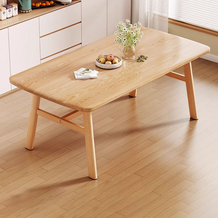 Table à manger rectangulaire arrondie en MDF et fer au style vintage traditionnel pour 4 à 6 places 