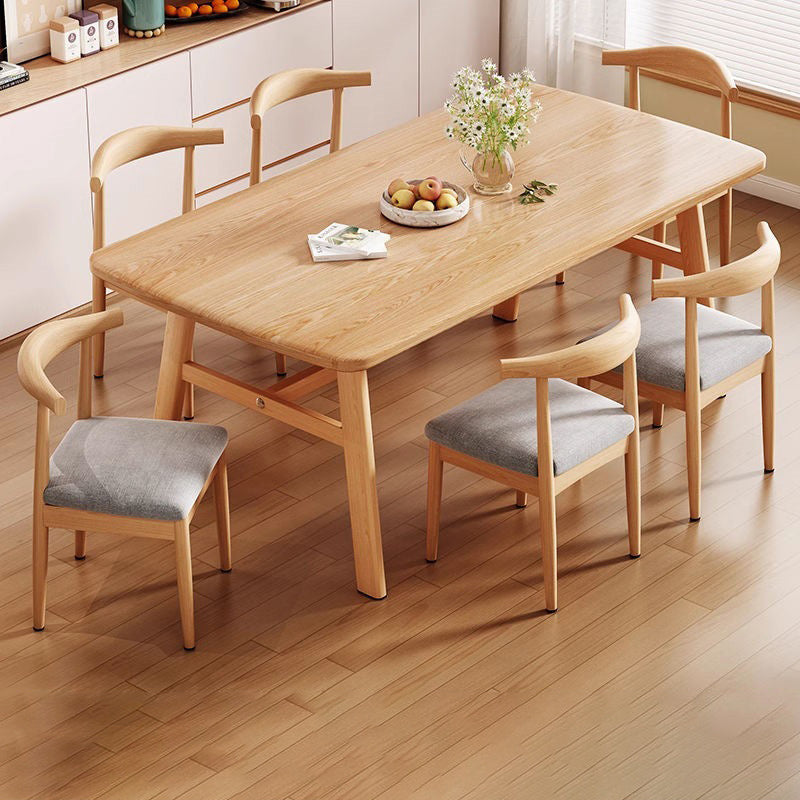 Table à manger rectangulaire arrondie en MDF et fer au style vintage traditionnel pour 4 à 6 places 