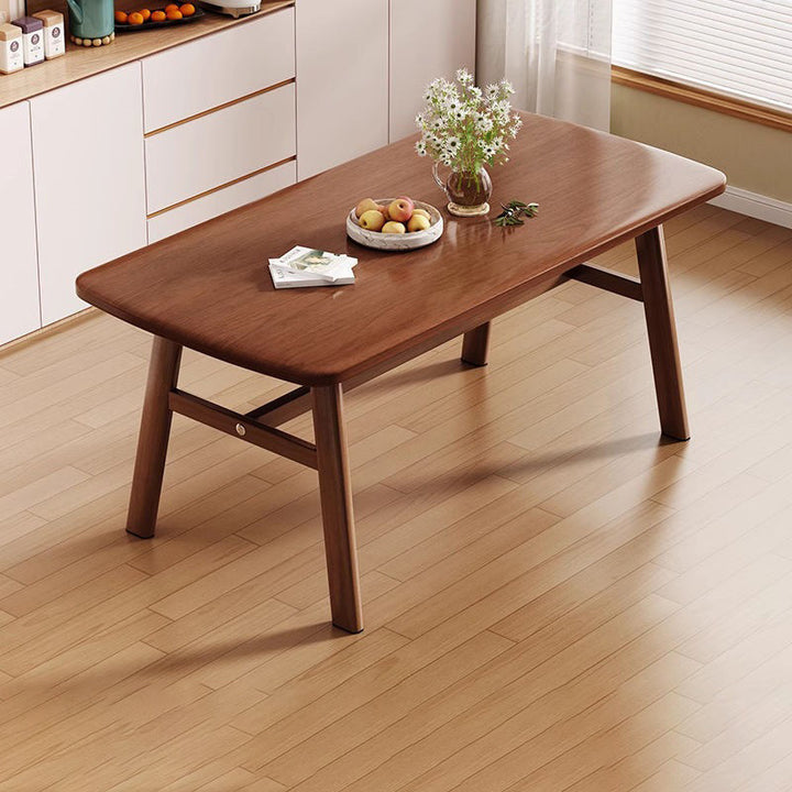 Table à manger rectangulaire arrondie en MDF et fer au style vintage traditionnel pour 4 à 6 places 
