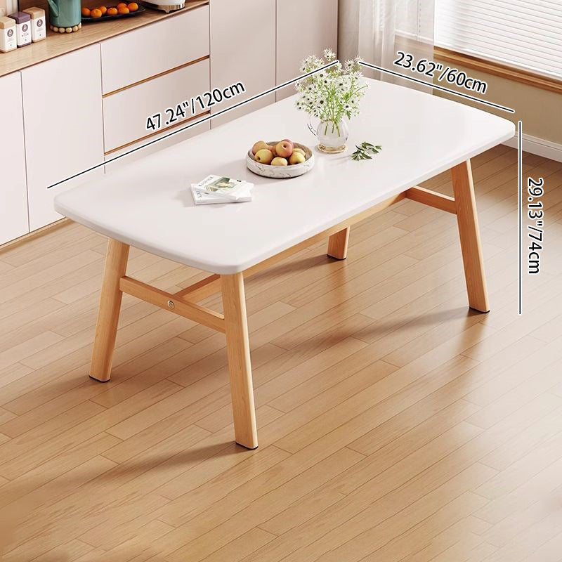 Table à manger rectangulaire arrondie en MDF et fer au style vintage traditionnel pour 4 à 6 places 