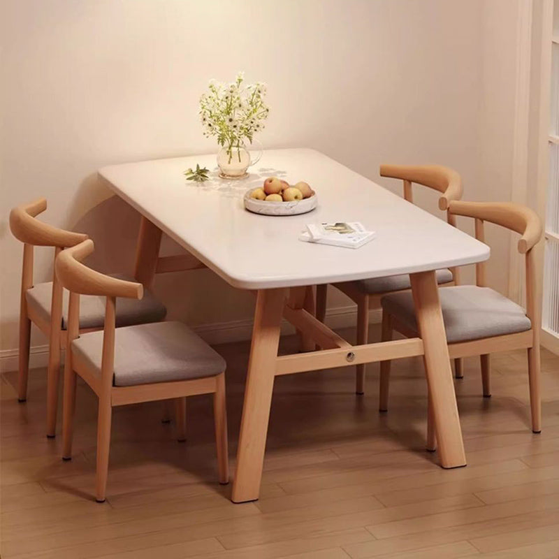 Table à manger rectangulaire arrondie en MDF et fer au style vintage traditionnel pour 4 à 6 places 