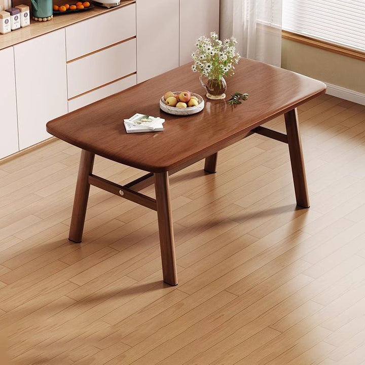 Table à manger rectangulaire arrondie en MDF et fer au style vintage traditionnel pour 4 à 6 places 