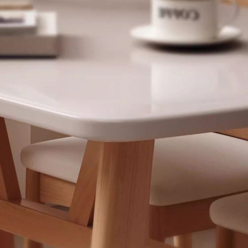 Table à manger rectangulaire arrondie en MDF et fer au style vintage traditionnel pour 4 à 6 places 