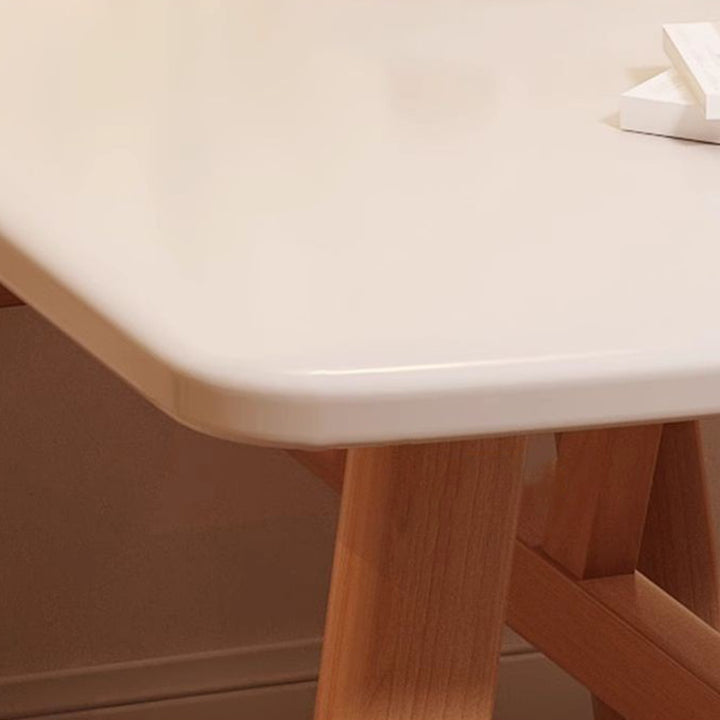 Table à manger rectangulaire arrondie en MDF et fer au style vintage traditionnel pour 4 à 6 places 