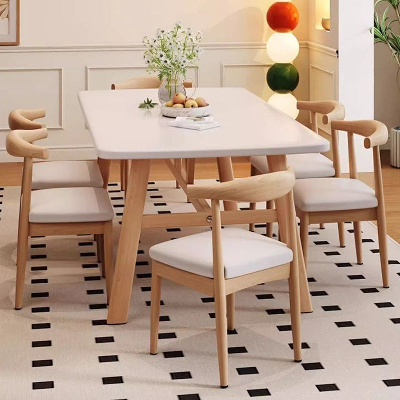 Table à manger rectangulaire arrondie en MDF et fer au style vintage traditionnel pour 4 à 6 places 