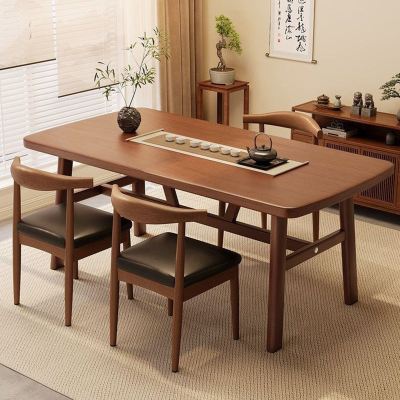 Table à manger rectangulaire arrondie en MDF et fer au style vintage traditionnel pour 4 à 6 places 