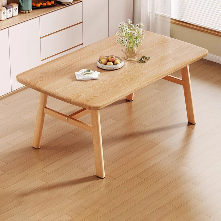 Table à manger rectangulaire arrondie en MDF et fer au style vintage traditionnel pour 4 à 6 places 