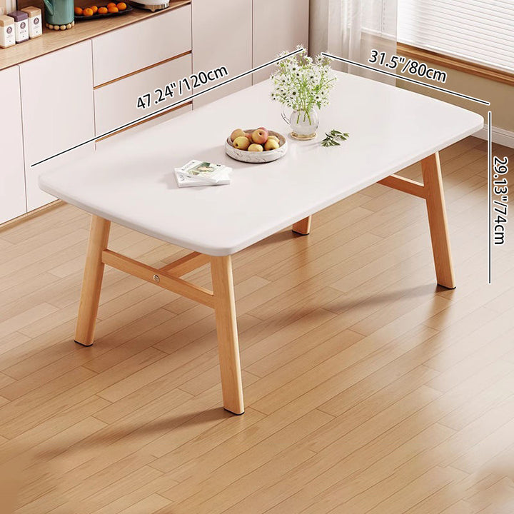 Table à manger rectangulaire arrondie en MDF et fer au style vintage traditionnel pour 4 à 6 places 