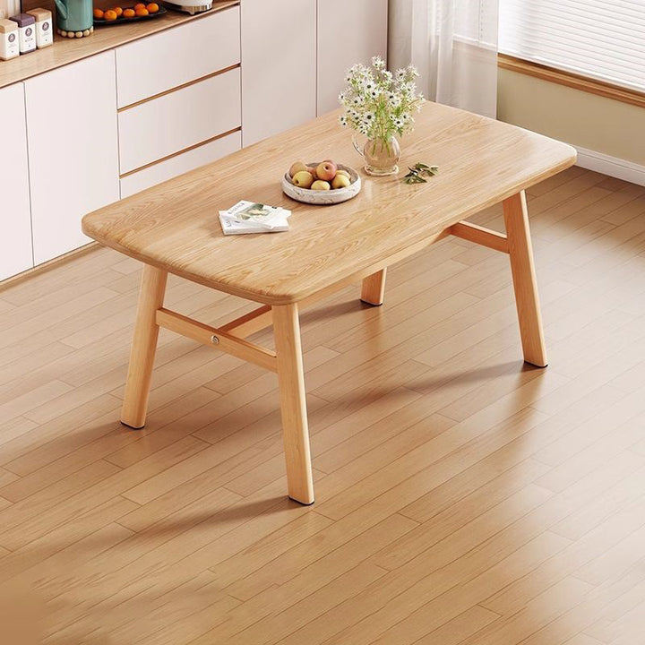 Table à manger rectangulaire arrondie en MDF et fer au style vintage traditionnel pour 4 à 6 places 