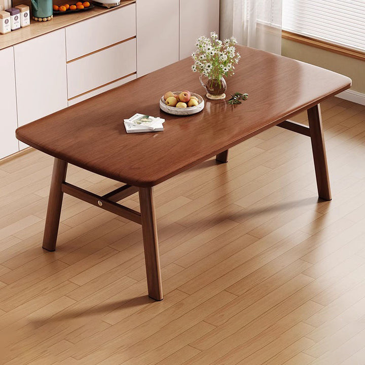 Table à manger rectangulaire arrondie en MDF et fer au style vintage traditionnel pour 4 à 6 places 
