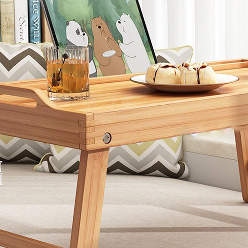 Traditional Japanese Bamboo Foldable Rectangular Side Table 1 Tier For Living Room