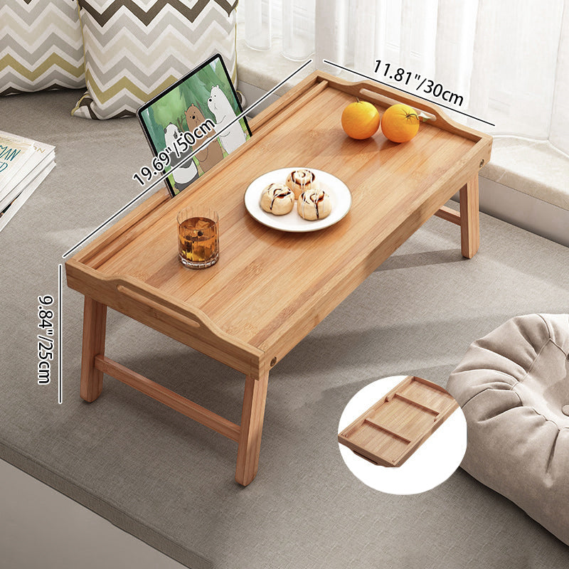 Traditional Japanese Bamboo Foldable Rectangular Side Table 1 Tier For Living Room