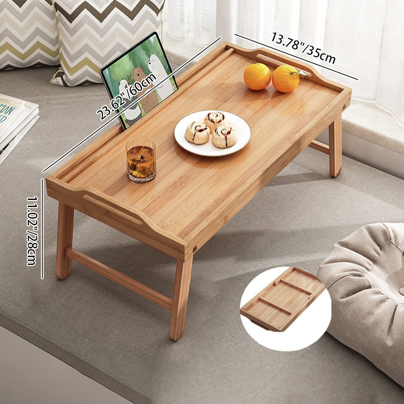Traditional Japanese Bamboo Foldable Rectangular Side Table 1 Tier For Living Room