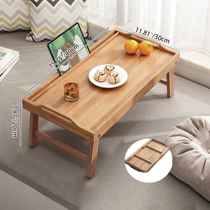 Traditional Japanese Bamboo Foldable Rectangular Side Table 1 Tier For Living Room