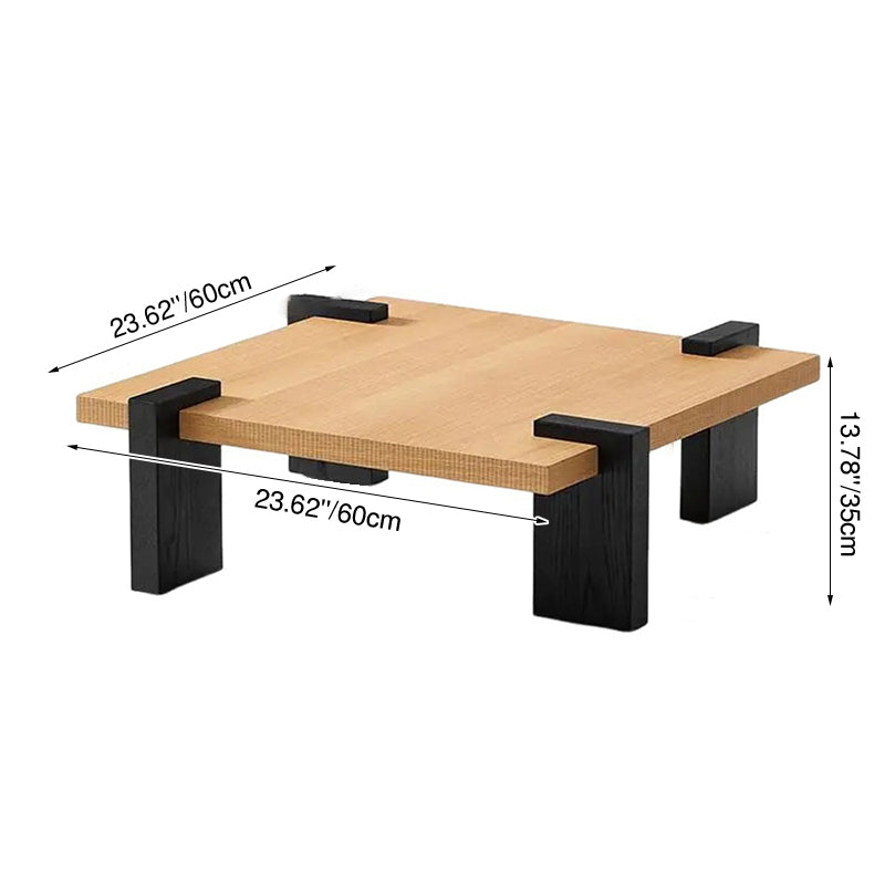 Traditional Chinese Pine Square Coffee Table 1 Tier For Living Room