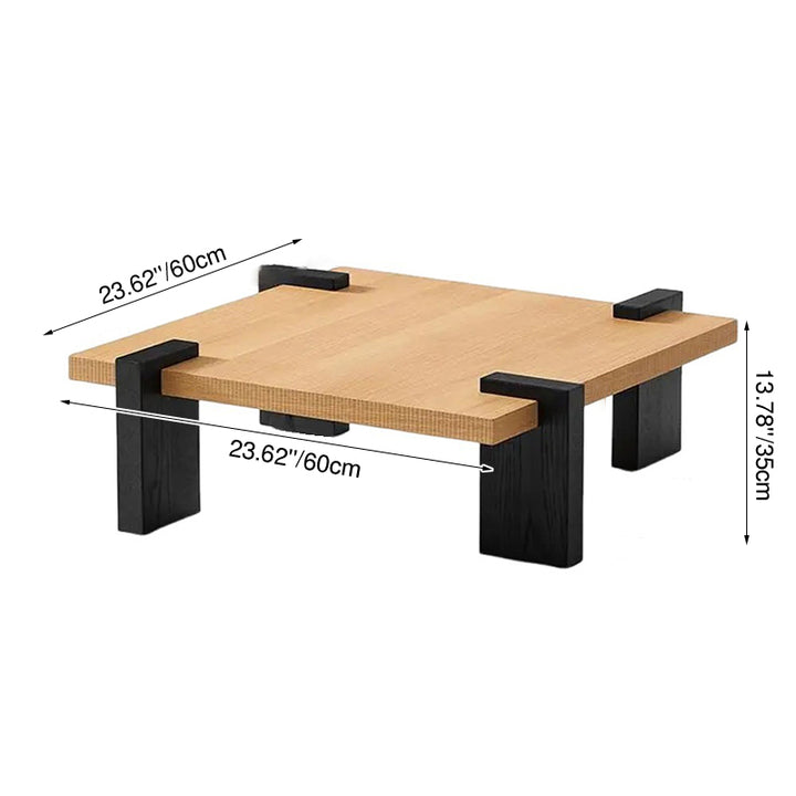 Traditional Chinese Pine Square Coffee Table 1 Tier For Living Room