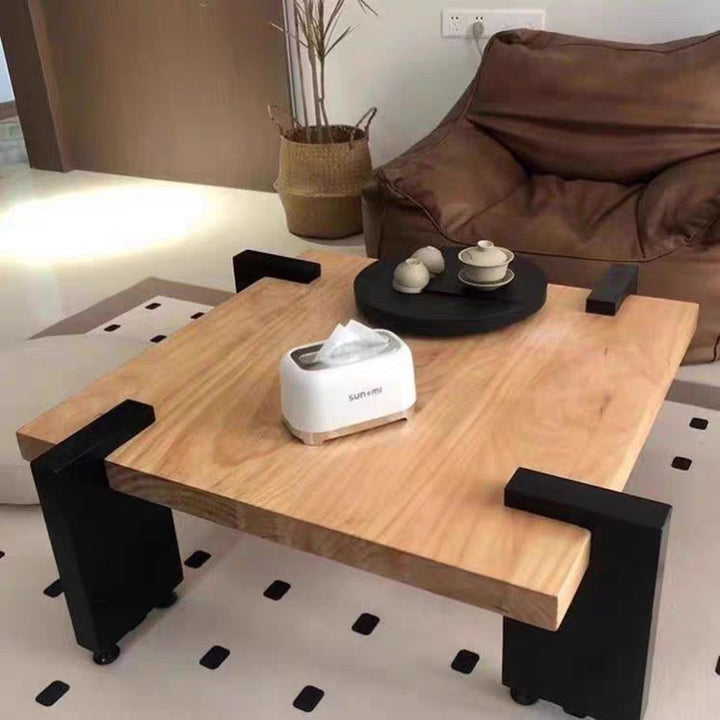 Traditional Chinese Pine Square Coffee Table 1 Tier For Living Room