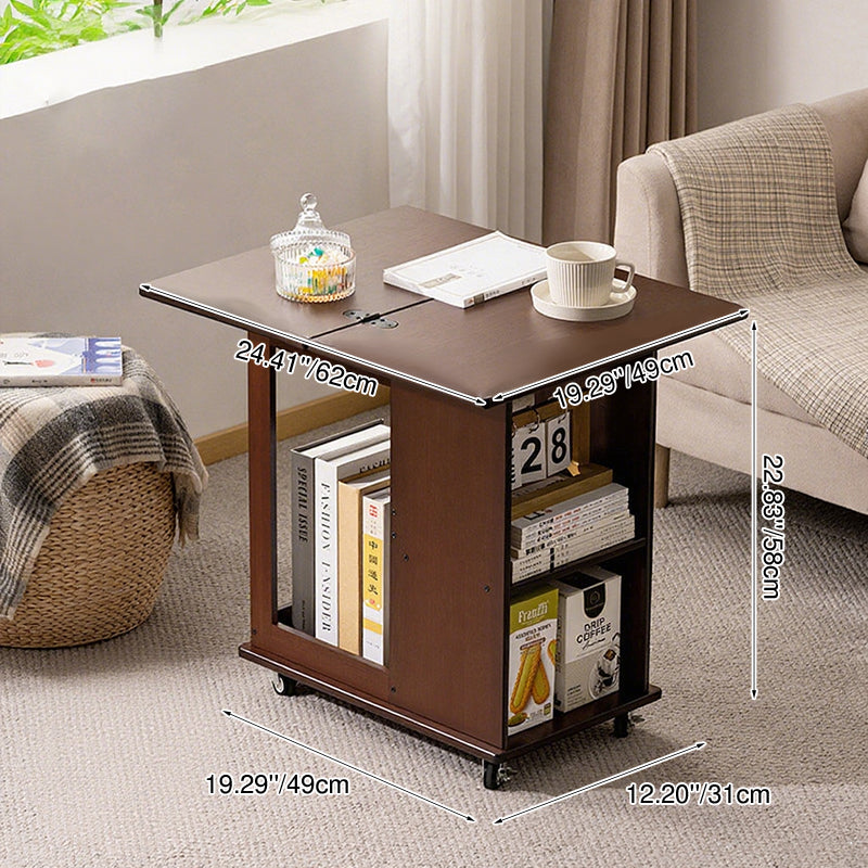 Table basse rectangulaire pliable et mobile à 3 niveaux en MDF bambou chinois traditionnel pour salon 