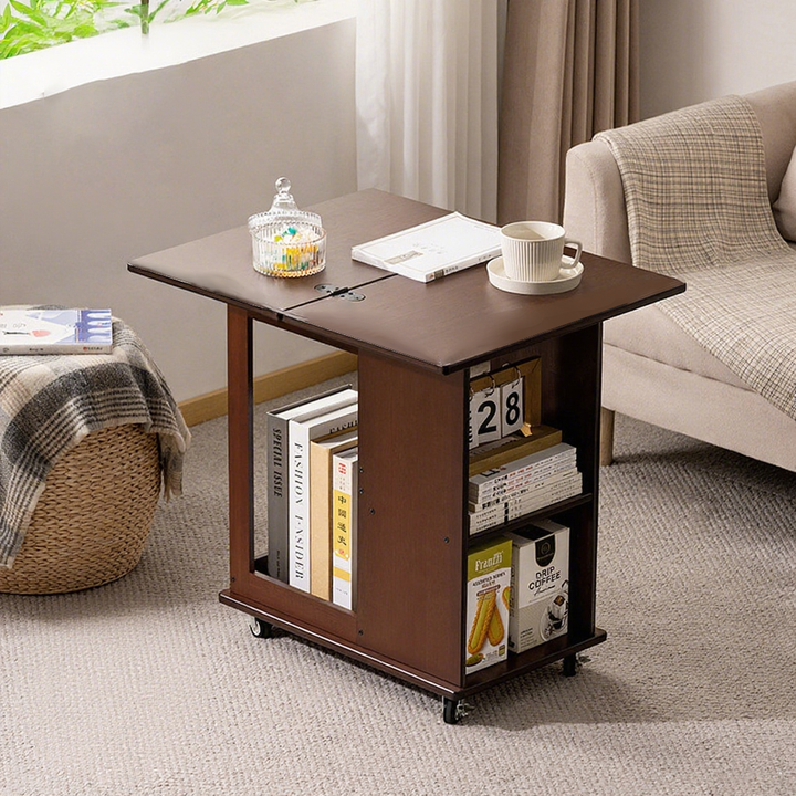 Traditioneller chinesischer Bambus-MDF-beweglicher faltbarer rechteckiger Couchtisch 3-stufig für Wohnzimmer 